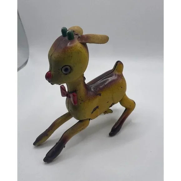 Vintage Wind Up Rudolph The Red Nose Reindeer Tin Toy, Made in Japan, Christmas‎ - Picture 4 of 8